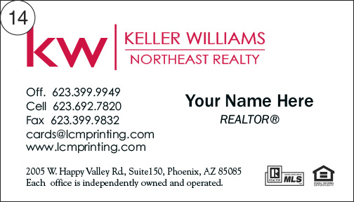 Keller Williams Business Card front 14
